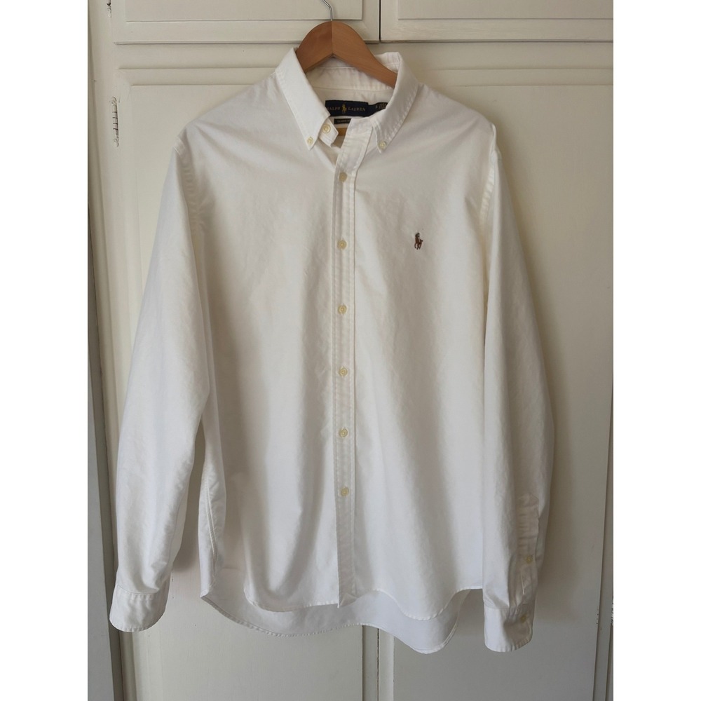 Ralph Lauren Iconic Oxford White Shirt Classic Fit XL Long sleeve  Flesh Pony